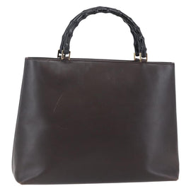 GUCCI Bamboo Hand Bag Leather Dark Brown Gold 002 1998 0507 Auth ep11424