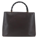 GUCCI Bamboo Hand Bag Leather Dark Brown Gold 002 1998 0507 Auth ep11424-13
