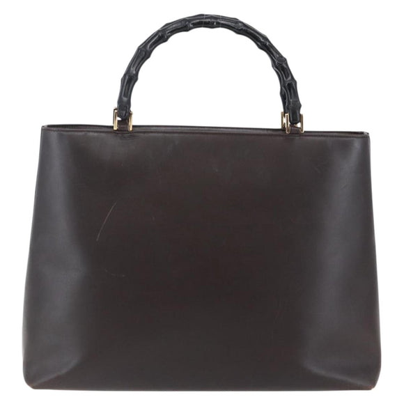 GUCCI Bamboo Hand Bag Leather Dark Brown Gold 002 1998 0507 Auth ep11424
