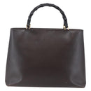GUCCI Bamboo Hand Bag Leather Dark Brown Gold 002 1998 0507 Auth ep11424-2