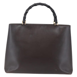 GUCCI Bamboo Hand Bag Leather Dark Brown Gold 002 1998 0507 Auth ep11424 - 0
