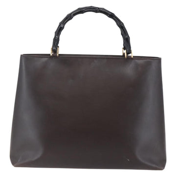 GUCCI Bamboo Hand Bag Leather Dark Brown Gold 002 1998 0507 Auth ep11424 - 0