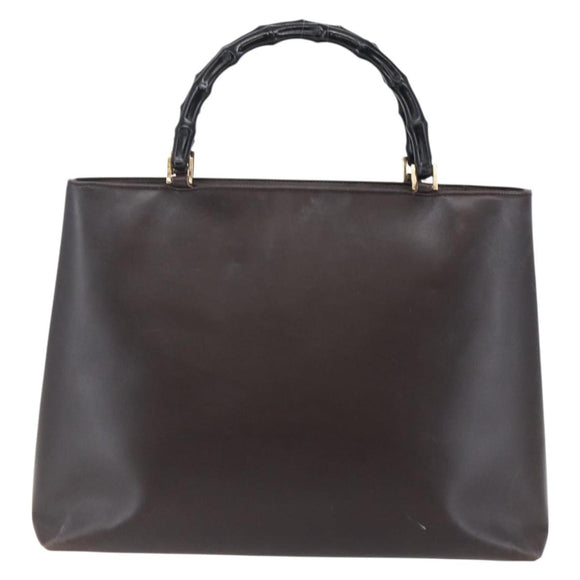 GUCCI Bamboo Hand Bag Leather Dark Brown Gold 002 1998 0507 Auth ep11424