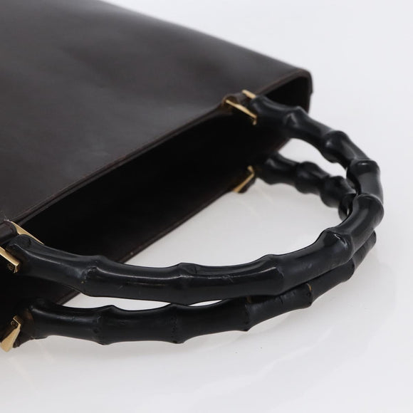 GUCCI Bambus Handtasche Leder Dunkelbraun Gold 002 1998 0507 Auth ep11424