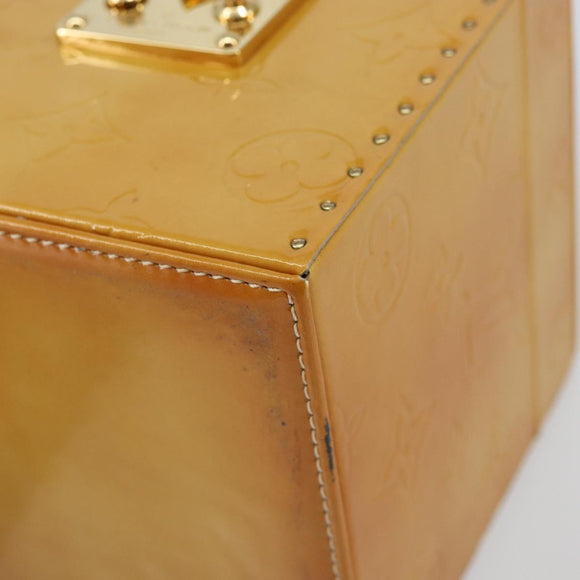 LOUIS VUITTON Monogram Vernis Bleecker Cosmetic Pouch Beige M91002 Auth ep11427