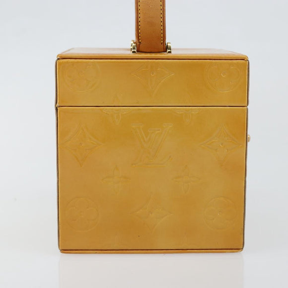 LOUIS VUITTON Monogram Vernis Bleecker Cosmetic Pouch Beige M91002 Auth ep11427