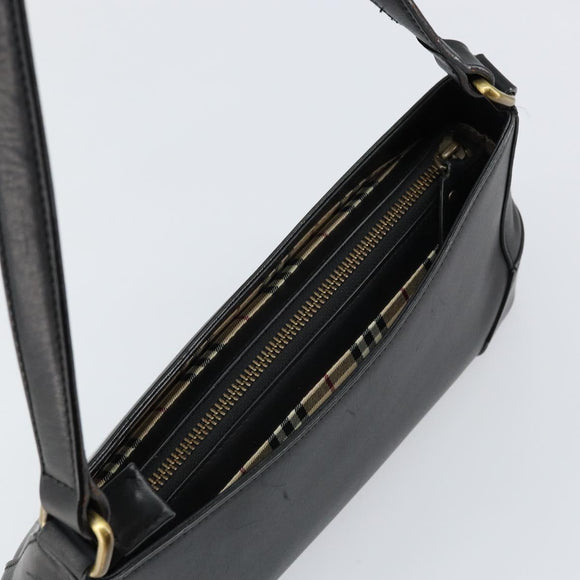 BURBERRY Shoulder Bag Leather Black Gold Auth ep11428
