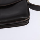 GUCCI Web Sherry Line Shoulder Bag Leather Dark Brown Gold Red Auth ep11429-14