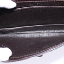 GUCCI Web Sherry Line Shoulder Bag Leather Dark Brown Gold Red Auth ep11429-11