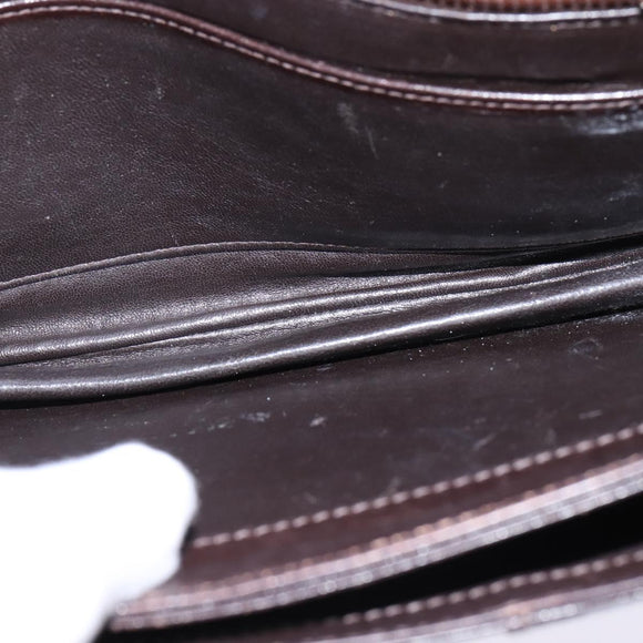 GUCCI Web Sherry Line Shoulder Bag Leather Dark Brown Gold Red Auth ep11429