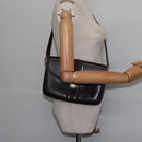 GUCCI Web Sherry Line Shoulder Bag Leather Dark Brown Gold Red Auth ep11429-22