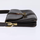 GUCCI Web Sherry Line Shoulder Bag Leather Dark Brown Gold Red Auth ep11429-3