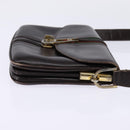 GUCCI Web Sherry Line Shoulder Bag Leather Dark Brown Gold Red Auth ep11429-4