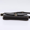 GUCCI Web Sherry Line Shoulder Bag Leather Dark Brown Gold Red Auth ep11429-5