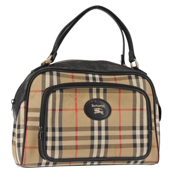 Burberrys Nova Check Hand Bag Canvas Beige Auth ep11431