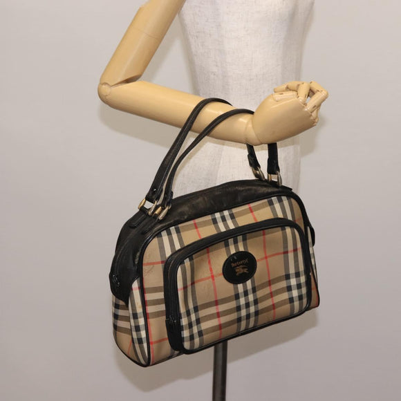 Burberrys Nova Check Hand Bag Canvas Beige Auth ep11431
