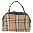 Burberrys Nova Check Hand Bag Canvas Beige Auth ep11431-2
