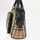 Burberrys Nova Check Hand Bag Canvas Beige Auth ep11431-3