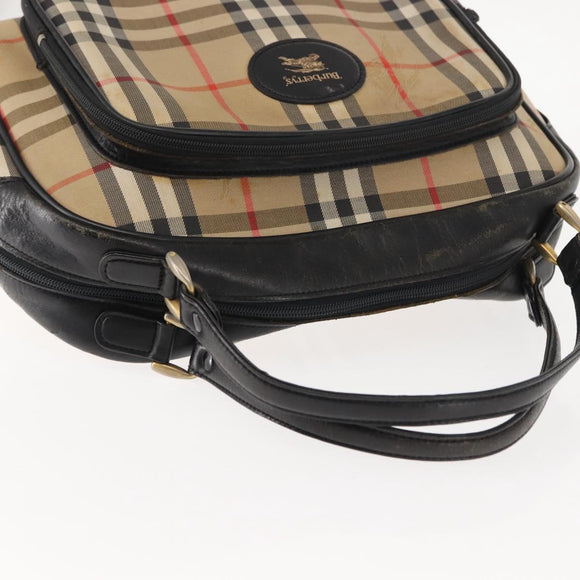 Burberrys Nova Check Hand Bag Canvas Beige Auth ep11431