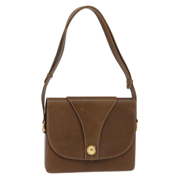 GUCCI Shoulder Bag Leather Gold Brown Auth ep11437