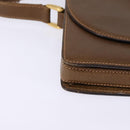 GUCCI Shoulder Bag Leather Gold Brown Auth ep11437-9