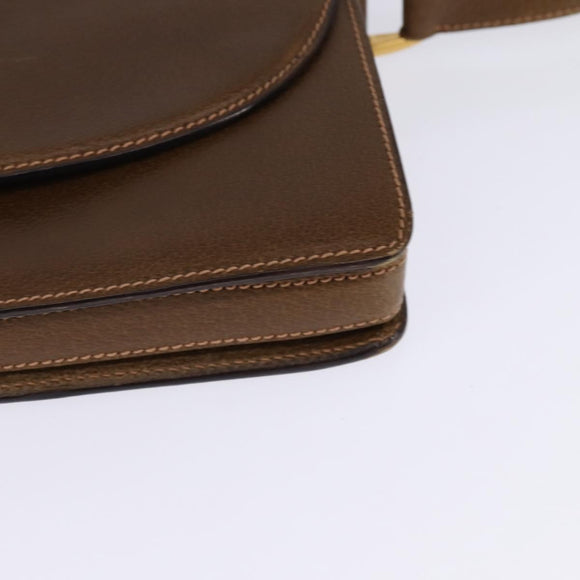 GUCCI Shoulder Bag Leather Gold Brown Auth ep11437