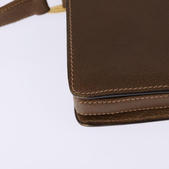 GUCCI Shoulder Bag Leather Gold Brown Auth ep11437