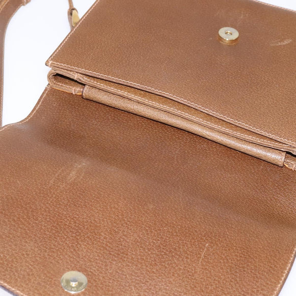 GUCCI Shoulder Bag Leather Gold Brown Auth ep11437