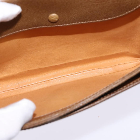 GUCCI Shoulder Bag Leather Gold Brown Auth ep11437