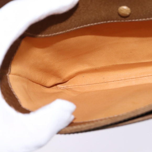 GUCCI Shoulder Bag Leather Gold Brown Auth ep11437