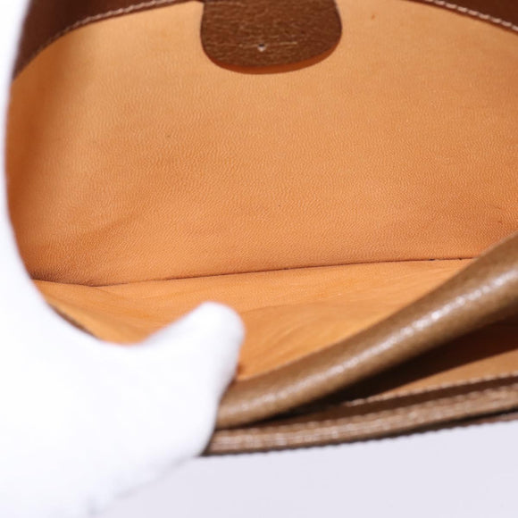 GUCCI Shoulder Bag Leather Gold Brown Auth ep11437