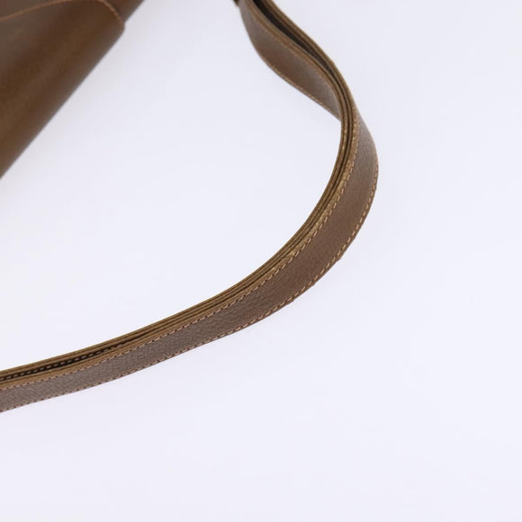 GUCCI Shoulder Bag Leather Gold Brown Auth ep11437