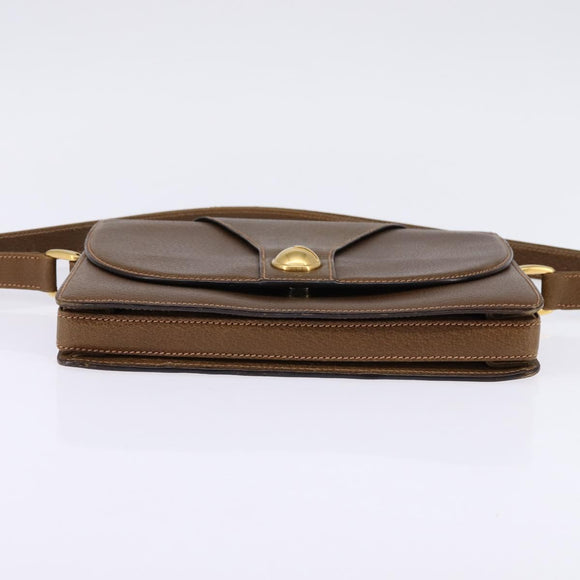 GUCCI Shoulder Bag Leather Gold Brown Auth ep11437