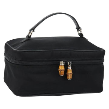 GUCCI Bamboo Vanity Hand Bag Nylon Black 032 1956 0150 Auth ep11439