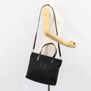 FENDI Hand Bag Nylon 2way Black Silver Auth ep11442-23
