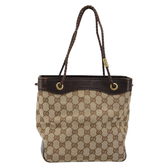 GUCCI GG Canvas Shoulder Bag Beige Gold 109143 Auth ep11443
