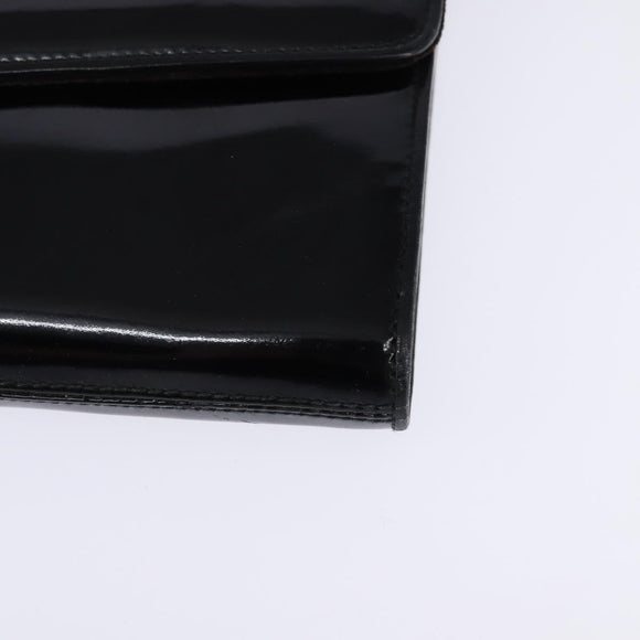 GUCCI Shoulder Bag Enamel Black Gold Auth ep11444