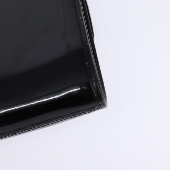 GUCCI Shoulder Bag Enamel Black Gold Auth ep11444