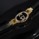 GUCCI Shoulder Bag Enamel Black Gold Auth ep11444-18