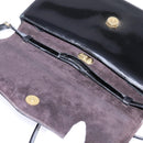 GUCCI Shoulder Bag Enamel Black Gold Auth ep11444-9