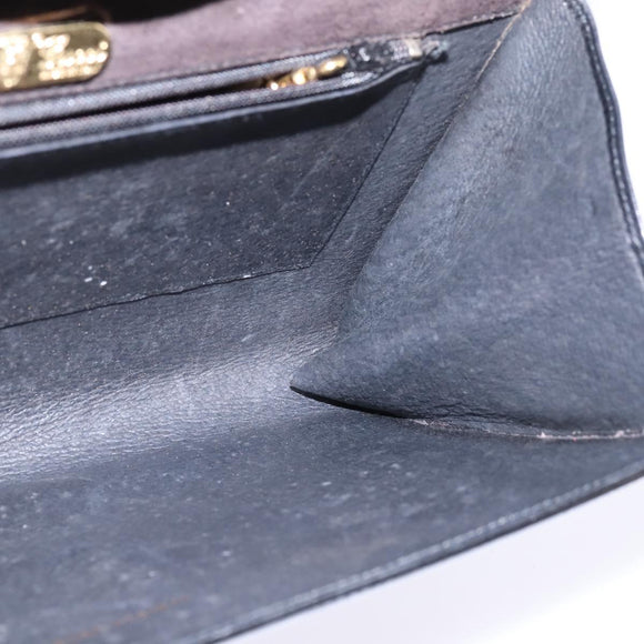 GUCCI Shoulder Bag Enamel Black Gold Auth ep11444