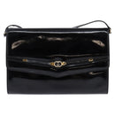 GUCCI Shoulder Bag Enamel Black Gold Auth ep11444-13