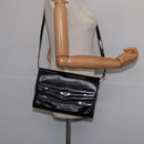 GUCCI Shoulder Bag Enamel Black Gold Auth ep11444-22