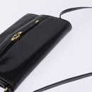 GUCCI Shoulder Bag Enamel Black Gold Auth ep11444-6