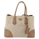PRADA Tote Bag Canvas 2way Beige Gold Auth ep11445-13