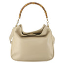 GUCCI Bamboo Hand Bag Leather 2way Beige Gold 001 1638 Auth ep11454-2