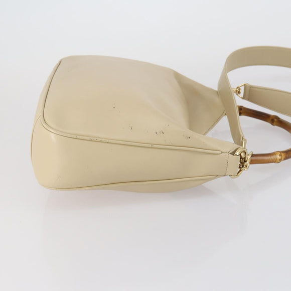 GUCCI Bamboo Hand Bag Leather 2way Beige Gold 001 1638 Auth ep11454