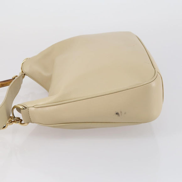 GUCCI Bamboo Hand Bag Leather 2way Beige Gold 001 1638 Auth ep11454