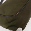 PRADA Shoulder Bag Nylon Leather Khaki Silver Auth ep11456-15
