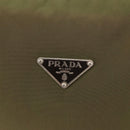 PRADA Shoulder Bag Nylon Leather Khaki Silver Auth ep11456-18